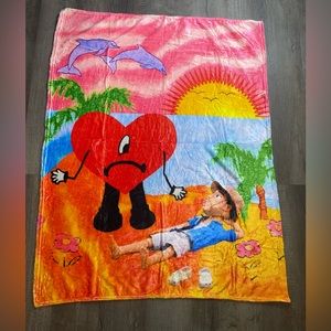 Bad Bunny themed 50x40 blanket, never used!